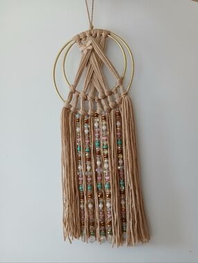 Beaded Macrame Wall Hanging  Dream Catcher Gemstones And Crystals